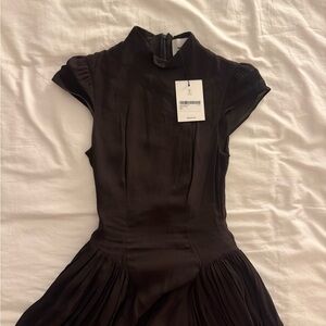 reformation maven midi dress in brown